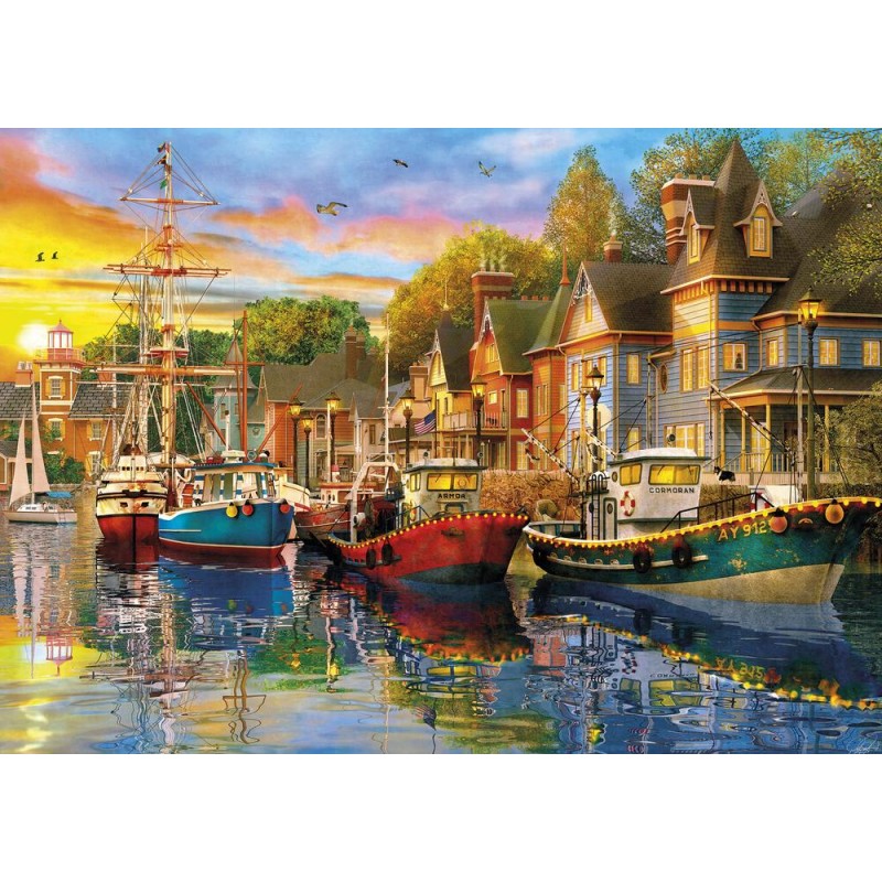 PUZZLE BARCOS A LA PUESTA DE SOL 2X500